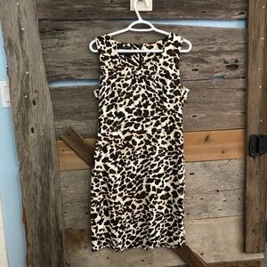 Jones New York Size 10 Cream Leopard Print Dress